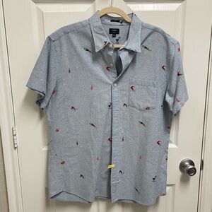 J Crew Men’s Football /Tailgate themed button down shirt. Sz Large